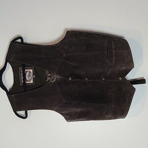 Western frontier brown leather vest Mens Size Large Blokecore 90s Equestrian